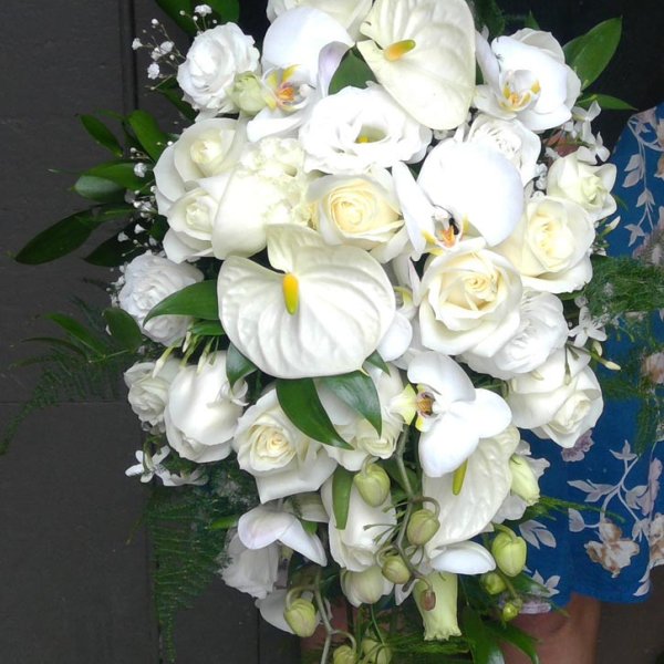 Exotic white bridal bouquet